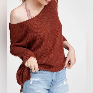 Women's Off-Shoulder Knit Sweater - Camel Color